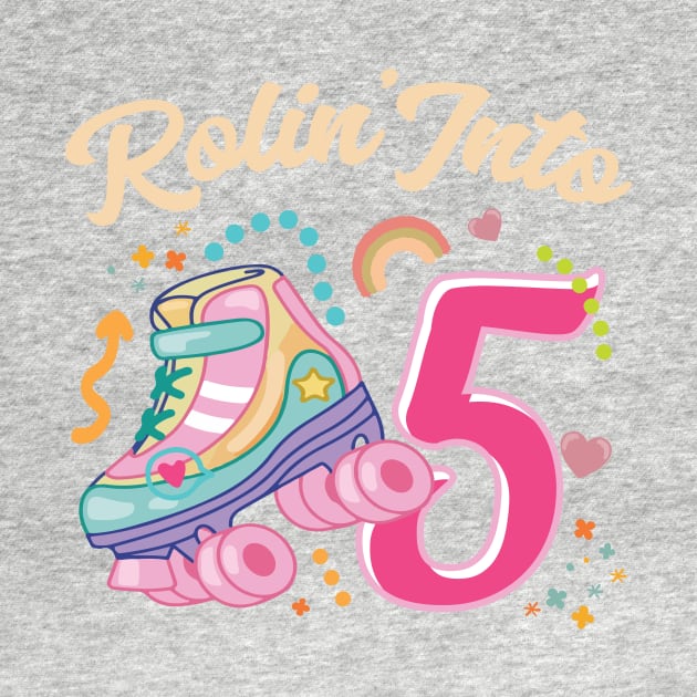 Roller Skate Groovy 5th Birthday Girls B-day Gift For Kids Girls toddlers by FortuneFrenzy